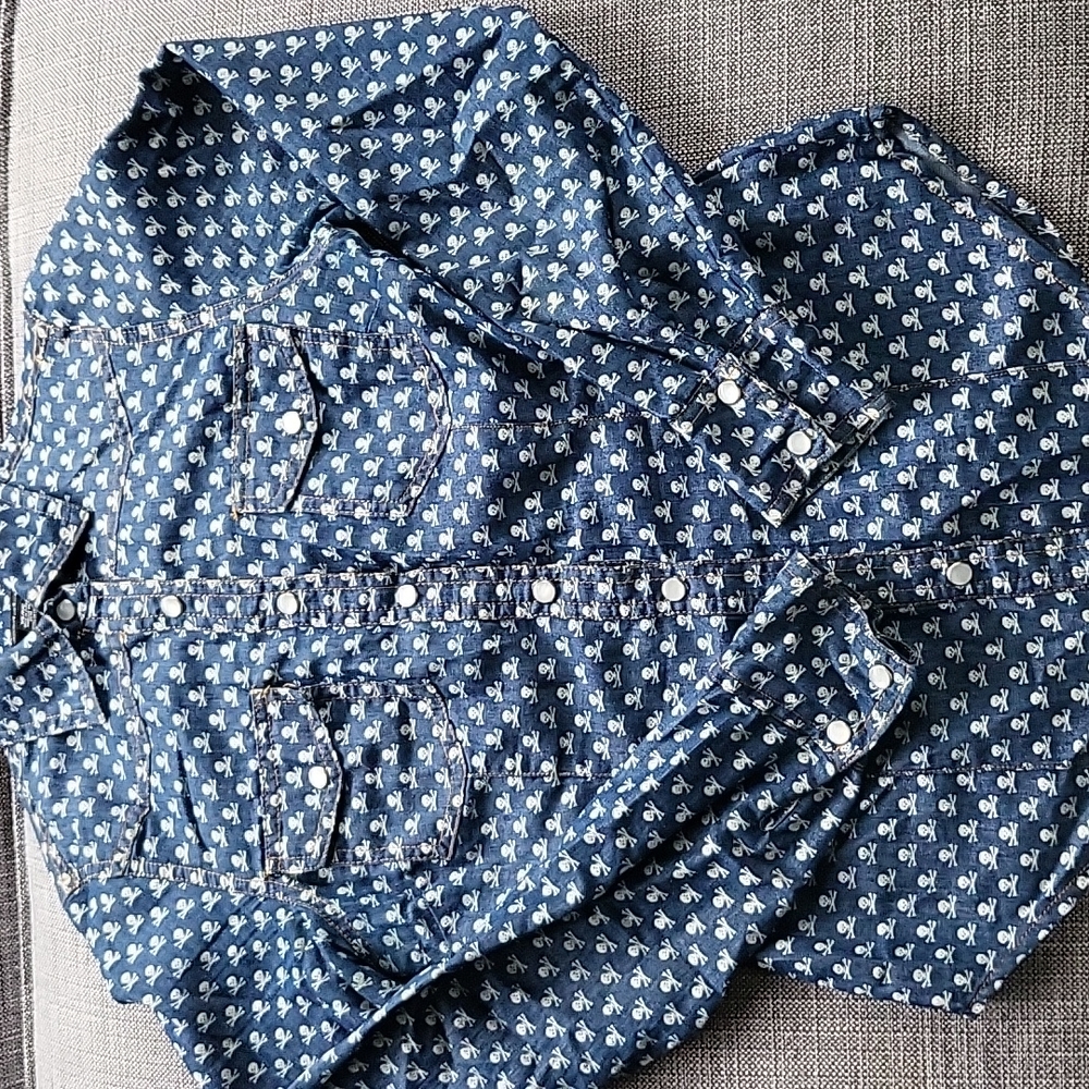 Skull Jean Blouse Size XS